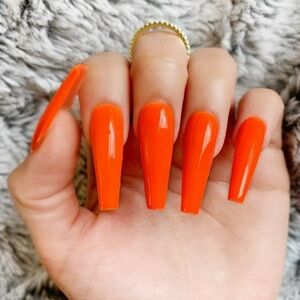 Vibrant Orange Acrylic Nails